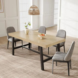 Industrial Dining Table or 4-6 People, 63" Long Large Kitchen Table with Sturdy Metal