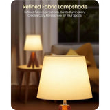 Small Tripod Table Lamps Set of 2 Modern Nightstand Lamp with Fabric Shade
