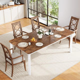 78.7" Farmhouse Dining Table for 6-8 People - Rustic Industrial Kitchen Table with Sturdy Metal Frame