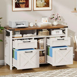 White Filing Cabinet for Home Office, 4 Drawer with Adjustable Shelf and Open Storage Shelf for Letter/A4 Hanging Files