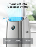 Portable 14000 BTU Floor AC with Fan, Dehumidifier, Smart Control, 24H Timer