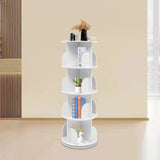 4 Tier Rotating Bookshelf 360° Spinning Display Rack with Wheels