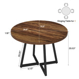Tribesigns Round Dining Table for 2, 31.5" Industrial Kitchen Table with Metal Base