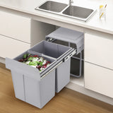 20L Each Dual Pull-Out Trash Can Easy Install Under Cabinet Kitchen Waste Bin