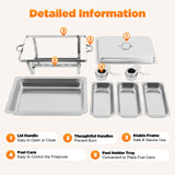 3 Pan Food Warmer, Stainless Steel Chafing Dish Buffet Set, Rectangular Catering Warmer
