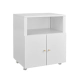 Printer Stand with Storage, Copier Printer Cabinet with 2 Doors Mobile Metal File Cabinet with Open Storage Shelf for Letter/Leg