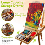 Large Wooden French Easel with Sketchbox, Adjustable Tripod Stand with Drawer