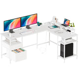 JHK 62IN L Shaped Computer Desk with 2 Drawers Wood Table