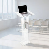 Podium Stand 50 In Portable Acrylic Lectern Storage Shelf Wide Reading Surface
