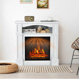32" 1400W Electric Fireplace Mantel TV Stand Space Heater W/ Shelf White