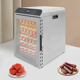 12-Trays Stainless Steel Food Dryer,Silver Rectangular Food Dehydrator Machine