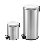 8 Gallon Kitchen Trash Can with Lid + 1.3 Gallon Round Stainless Steel Step Trash Can Combo for Bathroom,