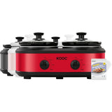 Double Small Slow Cooker Buffet Server and Warmer with 2 Mini Pots