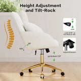 Home Office Desk Chair Comfy with Adjustable Swivel Wheels,
