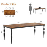 Rectangular Dining Table for 6, Farmhouse Kitchen Table, 2 m Long Wooden Dining Room Table