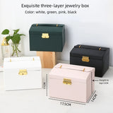 1pcs Multi Functional Three Layer Leather Drawer Style Jewelry Box Earrings