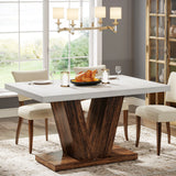 Tribesigns 47-Inch Dining Table for 4-6, White Kitchen Dinner Table with Heavy Duty Pedestal