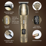 Hatteker 6 in 1 multifunction hair trimmer rechargeable wireless electric baber haircut