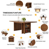 Tribesigns Dining Table for 6 to 8, 63-Inch Rectangular Wooden Kitchen Table with Storage