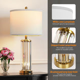 Table Lamps for Bedroom Set of 2 W/ Nightlight, 2 USB A+C Charging Port