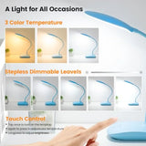 Battery Powered Desk Lamp, Portable Lamps Rechargeable 3 Color Modes Touch Control Stepl Dimming,