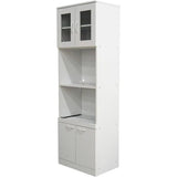 Danbury Style Tall Kitchen Pantry Cabinet with Microwave Storage, White