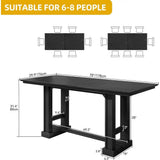 armhouse Dining Table or 6-8 People, 70" Long Kitchen Tables with Wooden Sturdy Legs