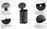 KOOMADE 10.5 Gallon Oval Trash Can Black Stainless Steel Plastic Round Step Bathroom