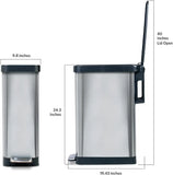 Narrow 12 Gallon Trash Can with Soft Close Lid, Step Pedal and Odor Protection for Kitchen or Office