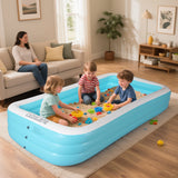 Inflatable Swimming Pool, Rectangular, Blue, Outdoor Garden Backyard