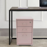 3 -Tiers  Vertical File Cabinet Metal Mobile File Cabinet with Lock Filing Cold-rolled Steel Cabinet Under Desk
