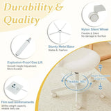 VINGLI White Modern Velvet Vanity Chair with Back - Silent Wheels Stylish Comfortable