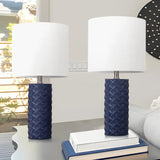 20.25" Navy Blue Ceramic Lamps Set of 2 for Living Room, Nightstand