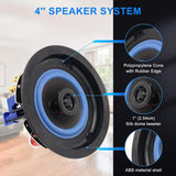 Herdio 2PCS 4'' Ceiling Mounted Speaker HD Digital Stereo Effect Recessed Ceiling Wall Waterproof