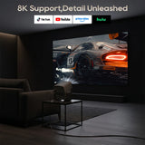 LYNCast Smart Projector with WIFI6 and Bluetooth5.4, 8K Support, X5AS,