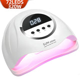 320W UV LED Nail Lamp 72LEDS Gel Polish Drying Lamp with Automatic Sensing 4 Timer Professional Nail