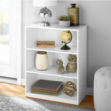 3-Shelf Bookcase with Adjustable Shelves, White, Freestanding Storage Organizer for Books, Office Supplies, Toys, Kitchen, Bathroom, Closet, Durable Wood/Plastic Frame, Easy to Assemble, Space-Saving