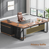L Shaped Executive Desk Rolling Cabinet Drawers Outlet CPU Stand Pegboard Shelves Rustic Office