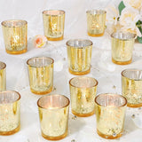 Gold Votive Candle Holders Set of 24, Speckled Mercury Glass for Wedding
