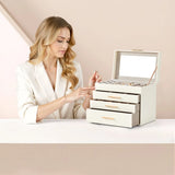 Deluxe 2-Drawer Velvet Jewelry Box with Clear Top View for Necklaces