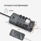 Surge Protector Power Strip w/ 8 Rotating & 4 Standard Outlets, 8ft Extension
