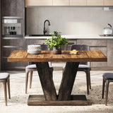 Tribesigns 47-Inch Dining Table for 4-6, White Kitchen Dinner Table with Heavy Duty Pedestal