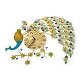 Luxury Peacock Large Wall Clock Metal Living Room 3D Wall Watch Home Decor