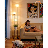 Gold Dimmable Floor Lamp with Table Mid Century Modern Floor Lamps