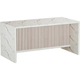 Large 70.9 LED Marble Dining Table for 4-6, Suitable for Kitchen, Dining, Living Room in White with Grille Design