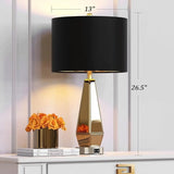 Set of 2 Mirrored Glass Bedside Table Lamps with 2 USB Ports for Nightstand