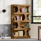 Tribesigns 71" Tall Bookcase, 4-Tier S-Shaped Bookshelf, Wood Decorative Storage Shelving