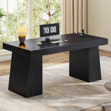 Modern Executive Desk with Power Outlets & Storage Cabinet
