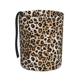 Leopard Print Collapsible Car Trash Bin With Strap – Leakproof Multipurpose Automotive Waste Container