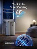 Portable 14000 BTU Floor AC with Fan, Dehumidifier, Smart Control, 24H Timer